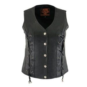 Antelope Creek Black Leather Motorcycle Vest